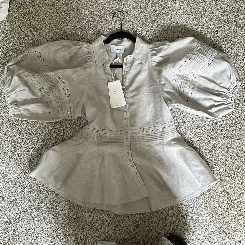 Joslin brand new everly linen peplum top